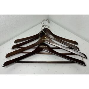 Nordstrom Wooden Hangers Pants Shirts Jackets Mahogany Lot of 4‎ Glossy READ